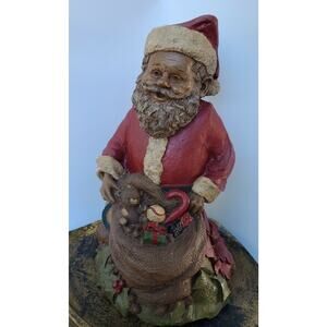 1984 TOM CLARK GNOMES 10" SANTA CLAUS WITH GIFT BAG & MISCHIEVOUS ELF
